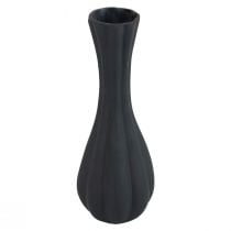 Váza černé sklo váza drážky květinová váza skleněná Ø6cm V18cm
