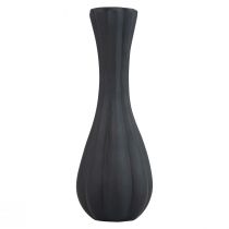 Váza černé sklo váza drážky květinová váza skleněná Ø6cm V18cm