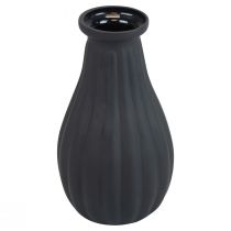 Váza černé sklo váza drážky dekorativní váza sklo Ø8cm V14cm