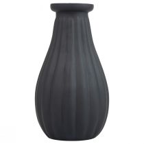 Váza černé sklo váza drážky dekorativní váza sklo Ø8cm V14cm