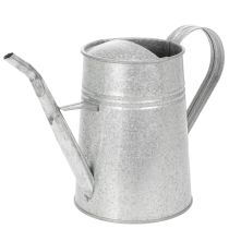položky Pozinkovaná dekorativní konev na zalévání, kovová, šedá, vintage vzhled, 1,7 l, výška 23 cm, pro stylové květinové dekorace a květináče