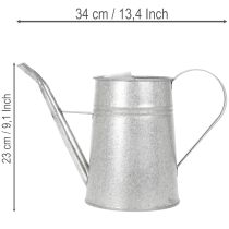 položky Pozinkovaná dekorativní konev na zalévání, kovová, šedá, vintage vzhled, 1,7 l, výška 23 cm, pro stylové květinové dekorace a květináče