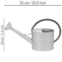 položky Vintage kovová konev na zalévání, stříbrnošedá, stylová zahradní dekorace, váza na květiny, D53 cm V29 cm