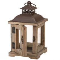 položky Vintage lucerna tmavě hnědá dřevěná lucerna 15×15cm V26cm