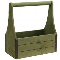 Vintage truhlík na rostliny dřevěný truhlík na nářadí olivově zelený 28×14×31cm