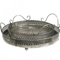 položky Vintage podnos, dekorativní podnos stříbrný, podnos na svíčky V6cm Ø31/24cm sada 2 ks