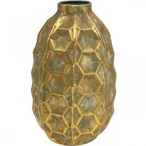 Vintage váza zlatá váza na květiny voštinový vzhled Ø23cm H39cm