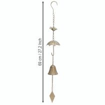 položky Vintage zvonkohra kovová dekorace s deštníkem a zvonkem 70cm