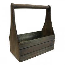 Vintage květináč dřevěný květináč hnědý 28×14×31cm