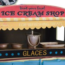 položky Vintage dekorace na stůl zmrzlinový vůz kovová dekorace 20×15×13,5cm