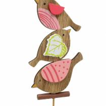 Jarní dekorace ptáčci s tyčí dřevo tříděné V10,5cm 12ks