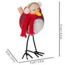položky Dekorativní figurka ptáka se šálou, zimní dekorace, 11 cm, 4 díly