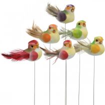 Pružina, ptáček na drátě, barevné květinové zátky V2,5cm 24ks