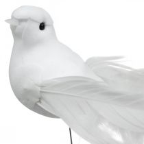 Svatební dekorace, holubice na drátě, svatební holubice bílá V4,5cm 12ks