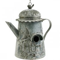 Dekorativní ptačí budka vintage, ozdobný džbán kovový k zavěšení V28,5cm