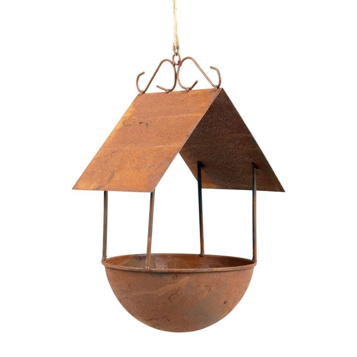 Dekorativní domeček pro ptáky koupel pro ptáky patina zahradní dekorace 18,5×20×33cm