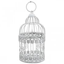 položky Deco Aviary Shabby White Bird Cage Kovová dekorace Ø10cm H17cm