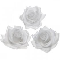 Vosková růže bílá Ø10cm Voskovaná umělá květina 6ks