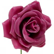 Voskové růže deco růže vosk růžové Ø8cm 12ks