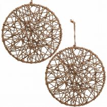 Nástěnná dekorace boho styl, ozdobný prsten jutová stuha Ø28,5cm 4ks