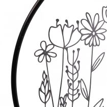 Nástěnná dekorace květinový prsten letní dekorace kovová šedá/černá Ø38cm