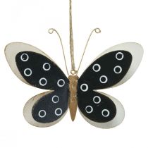 Wall Art Butterfly Deco Black White Gold Metal 15cm
