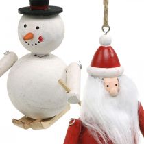 položky Dřevěné vánoční ozdoby na stromeček Santa Claus a sněhulák 11cm sada 2 ks