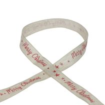 položky Vánoční stuha Veselé Vánoce přírodní červené povlečení 25mm 15m