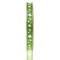 položky Vánoční stuha organza zelená s hvězdou 10mm 20m