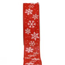 položky Vánoční stuha červené vločky dárková stuha 40mm 15m