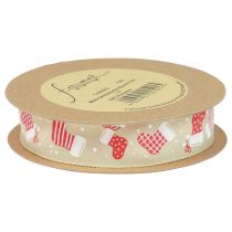 položky Vánoční stuha kozačky béžová červená dárková stuha 25mm 15m