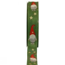 Vánoční stuha Gnome zelená 25mm 20m