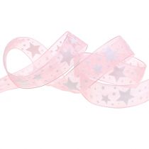 položky Vánoční stuha organza s motivem hvězd 15mm 20m