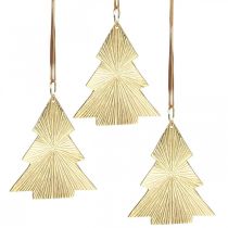 položky Vánoční stromeček kovový zlatý 8x10cm na zavěšení 3ks.