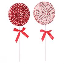 položky Vánoční dekorace Červená Bílá Lolly Foam Lollipop H36cm 2ks