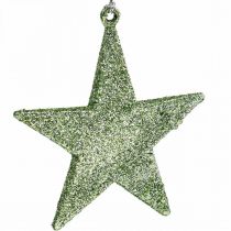 Vánoční dekorace přívěsek hvězda mint třpyt 10cm 12ks