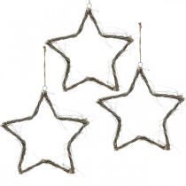 položky Vánoční dekorace hvězda bílé prané hvězdy k zavěšení jilm 30cm 4ks