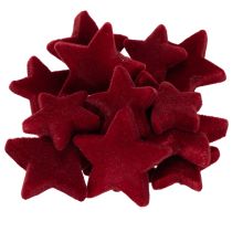 položky Vánoční ozdoby, hvězdy, bordó vločkové, stolní dekorace, 4-5 cm, 40 kusů