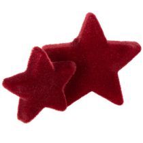 položky Vánoční ozdoby, hvězdy, bordó vločkové, stolní dekorace, 4-5 cm, 40 kusů