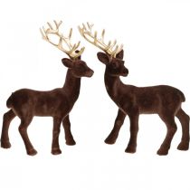 položky Vánoční dekorace jelen k umístění hnědá, zlatá 20cm 2ks