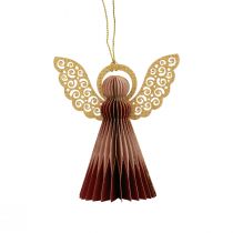 položky Papírový anděl Vánoční anděl deco vínově červená růžová H12cm 4ks