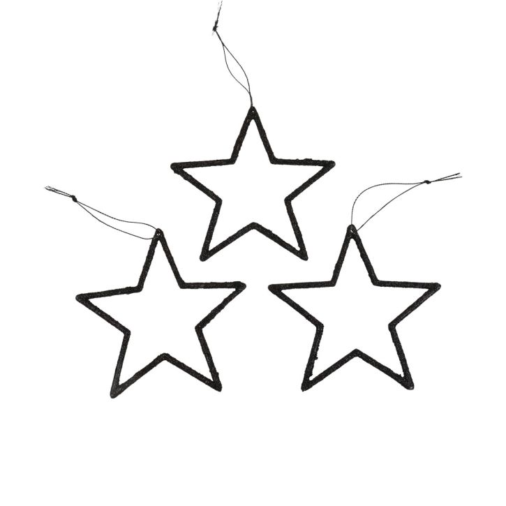 položky Vánoční dekorace přívěsek hvězda černý třpyt 12cm 12ks