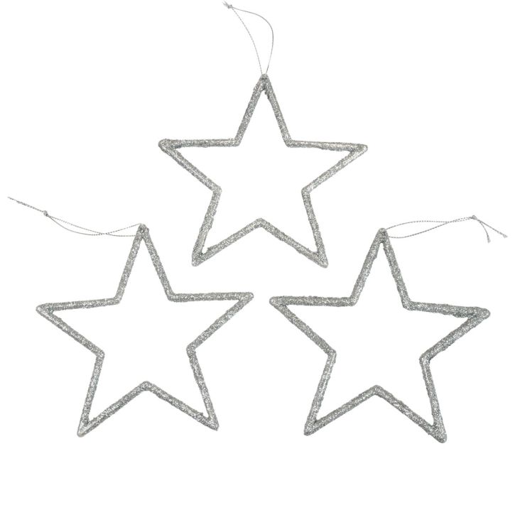 položky Vánoční dekorace přívěsek hvězda stříbrný třpyt 12cm 12ks