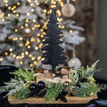 Vánoční dekorace Vánoční stromeček dřevěná kovová dekorace na stůl V22cm