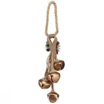 položky Velké zlaté vánoční zvonky s mašlí a jedlovými větvičkami, slavnostní dekorace na dveře a pokoj, 51 cm