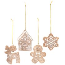 položky Vánoční ozdoby, design medového dortu, sob, perníkový muž, sněhová vločka, 7 cm, 4 kusy