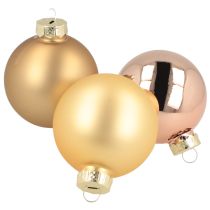 položky Vánoční trio ozdob zlatá a růžová – elegantní sada 3 kusů s leskem a stylem 5 cm 24 ks