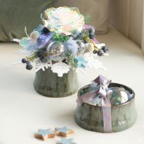 položky Skleněná vánoční ozdoba – perleťově čirá s duhovým efektem a kovovým závěsem 5 cm, 24 ks