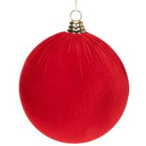 položky Červená sametová vánoční koule, velká 20cm vánoční koule, 3 kusy