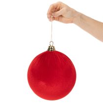 položky Červená sametová vánoční koule, velká 20cm vánoční koule, 3 kusy